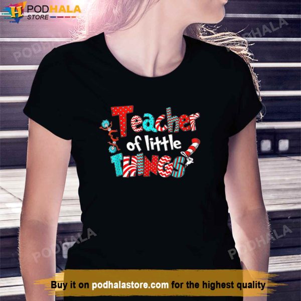 Funny Teacher Of Little Things For Teacher Cat In Hat Shirt
