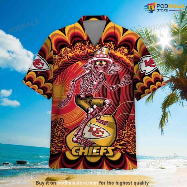 Grateful Dead Surfing NFL Football Kansas City Chiefs Hawaiian Shirt