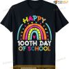 Happy 100th Day Of School Teacher Kids 100 Days Rainbow T-shirt