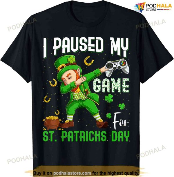 I Paused My Game For St Patricks Day Dabbing Leprechaun Boys T-shirt
