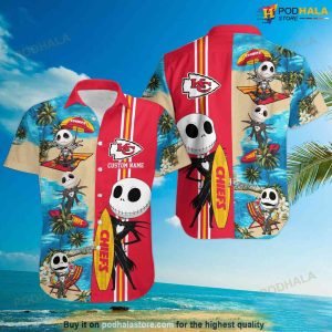 Jack Skellington Custom Name Kansas City Chiefs Hawaiian Shirt 2
