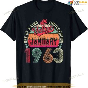 January 1963 Vintage 60 Years Old Retro 60th Birthday Gift T-Shirt