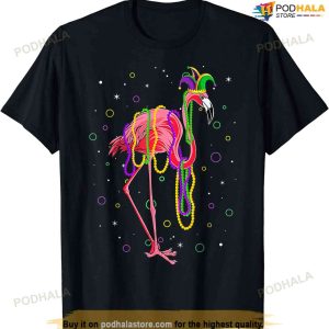 Jester Flamingo & Beads Mardi Gras Fat Tuesday Parade Girls T-shirt