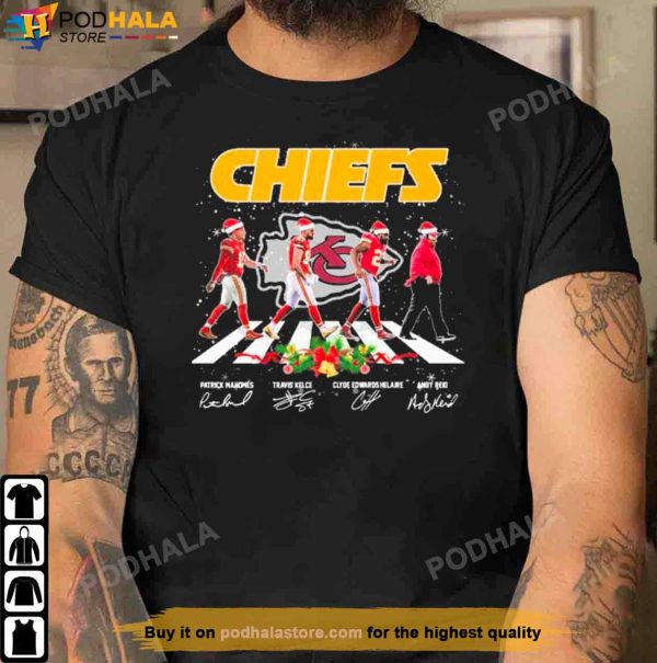 KC Chiefs Gifts, Funny Abbey Road Signatures Christmas T-Shirt