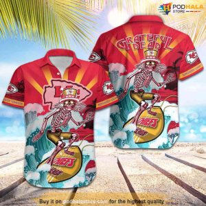 Kansas City Chiefs Hawaiian Shirt Skull Surfing Beach, KC Chiefs Gifts