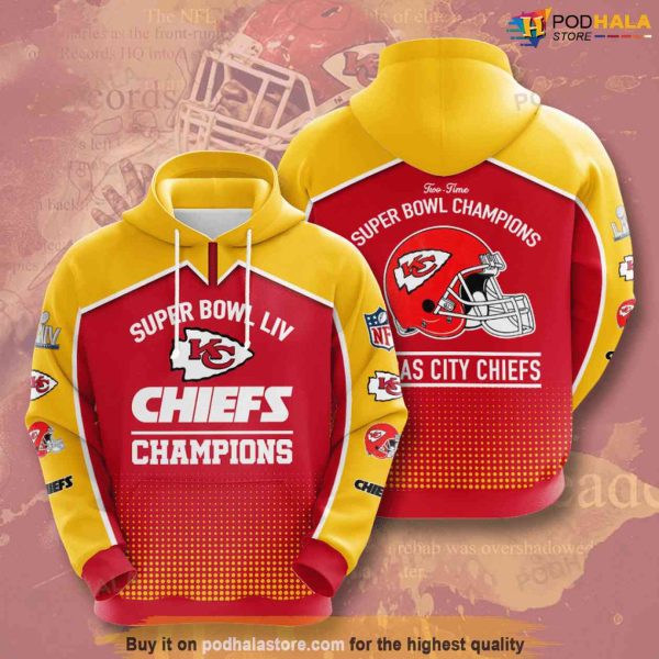 Kansas City Chiefs Hoodie 3D Super Bowl LIV Champions, Kc Chiefs Gifts
