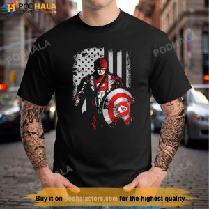 Kansas City Chiefs Shirt, Captain American Marvel Superhero Avenger TShirt