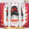 Kansas City Chiefs Tumbler, Messy Bun Girl Chiefs Tumbler