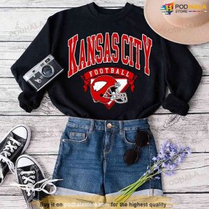 Kansas City Football Helmet Retro Distressed Sweatshirt Game Day