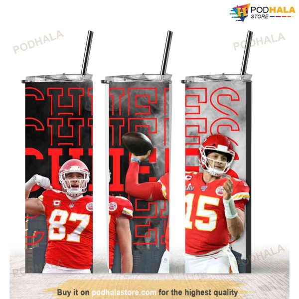 KC Chiefs Mahomes and Kelce 20oz Skinny Tumbler Gifts