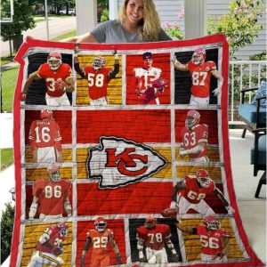 KC Chiefs Players Blanket, Football Collage Blanket, Football Team Quilt