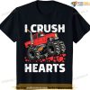 Kids Valentines Day Monster Truck Boys Toddler I Crush Hearts T-shirt