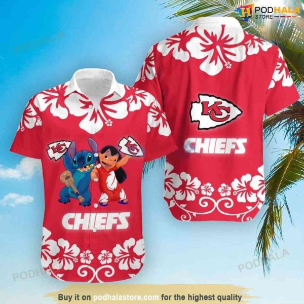 Lilo and Stitch Kc Chiefs Hawaiian Shirt, Kansas City Chiefs Gifts For Fans