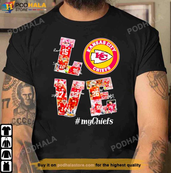 Love Kansas City Chiefs Signatures T-shirt, Kc Chiefs Gifts For Super Bowl