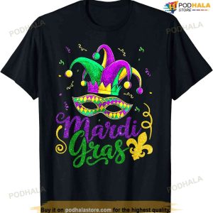 Mardi Gras 2023 - Womens Girls Mask Beads New Orleans Party T-shirt
