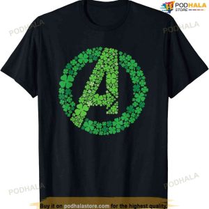Marvel Avengers A Logo Lucky Shamrocks St. Patrick?s Day T-shirt