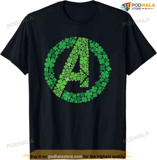 Marvel Avengers A Logo Lucky Shamrocks St. Patrick?s Day T-shirt