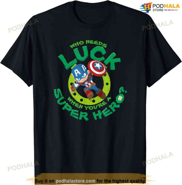 Marvel Captain America Who Needs Luck St. Patrick’s Day T-shirt
