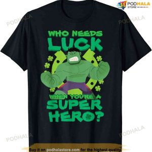 Marvel Hulk Who Needs Luck St. Patrick's Day Poster T-shirt