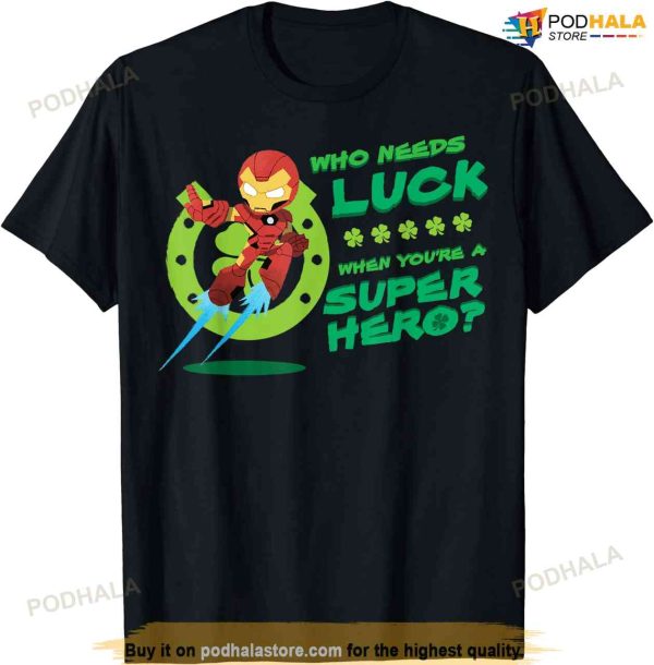 Marvel Iron Man Who Needs Luck St. Patrick’s Day Poster T-shirt