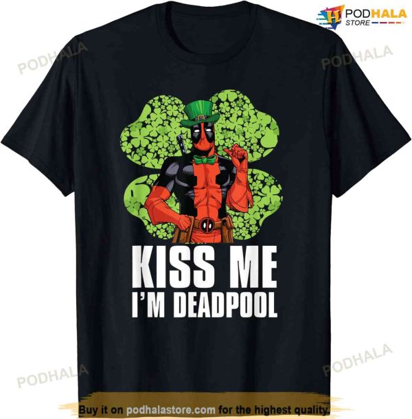 Marvel Kiss Me I’m Deadpool Shamrock St. Patrick’s Day T-shirt