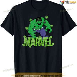 Marvel Logo Hulk Four-leaf Clovers Green St Patrick?s Day T-shirt