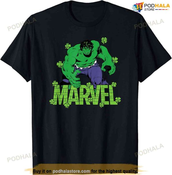 Marvel Logo Hulk Four-leaf Clovers Green St Patrick’s Day T-shirt