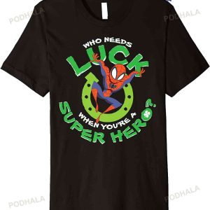 Marvel Spider-man Who Needs Luck St. Patrick's Day Poster Premium T-shirt