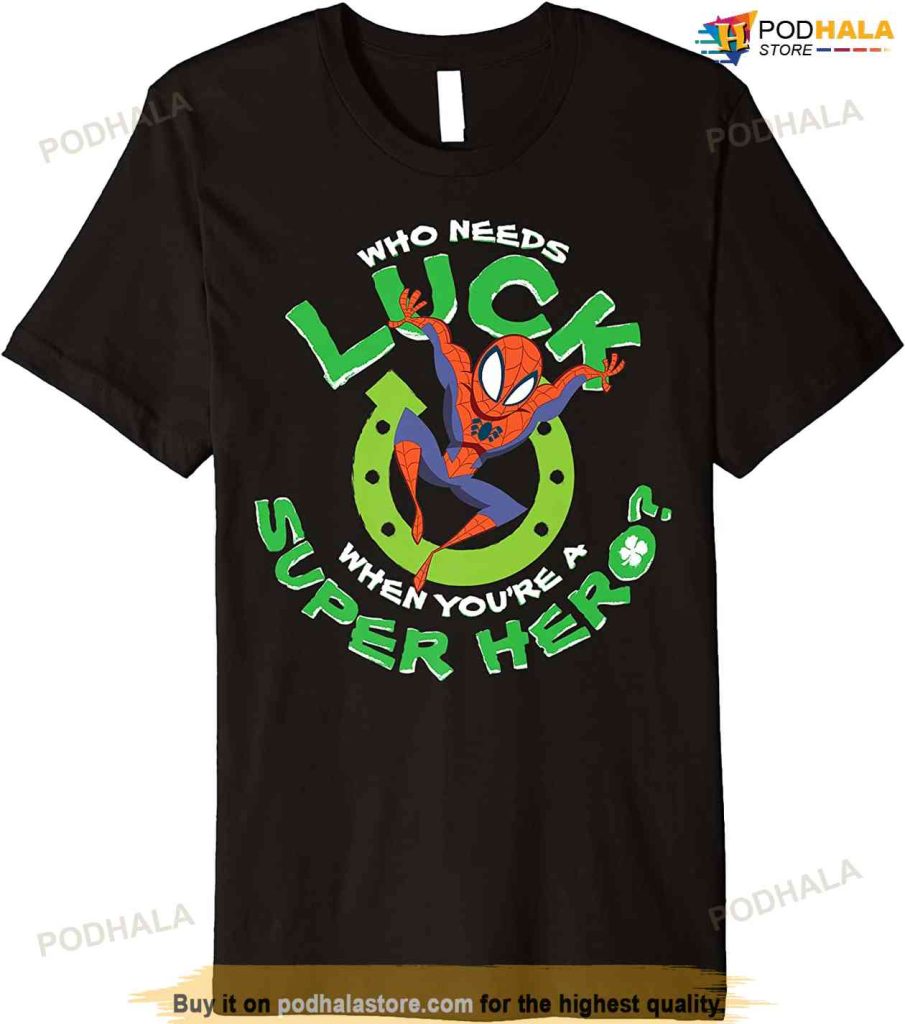 Marvel Spider-man Who Needs Luck St. Patrick's Day Poster T-shirt