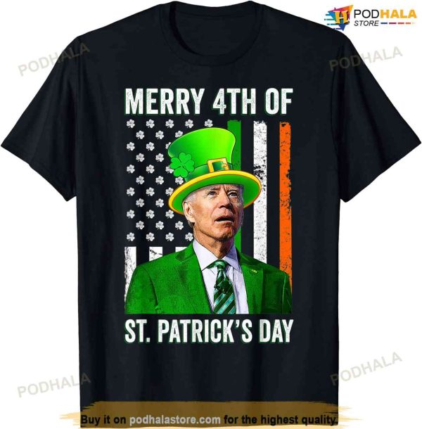 Merry 4th Of St Patrick’s Day Joe Biden Leprechaun Hat T-shirt