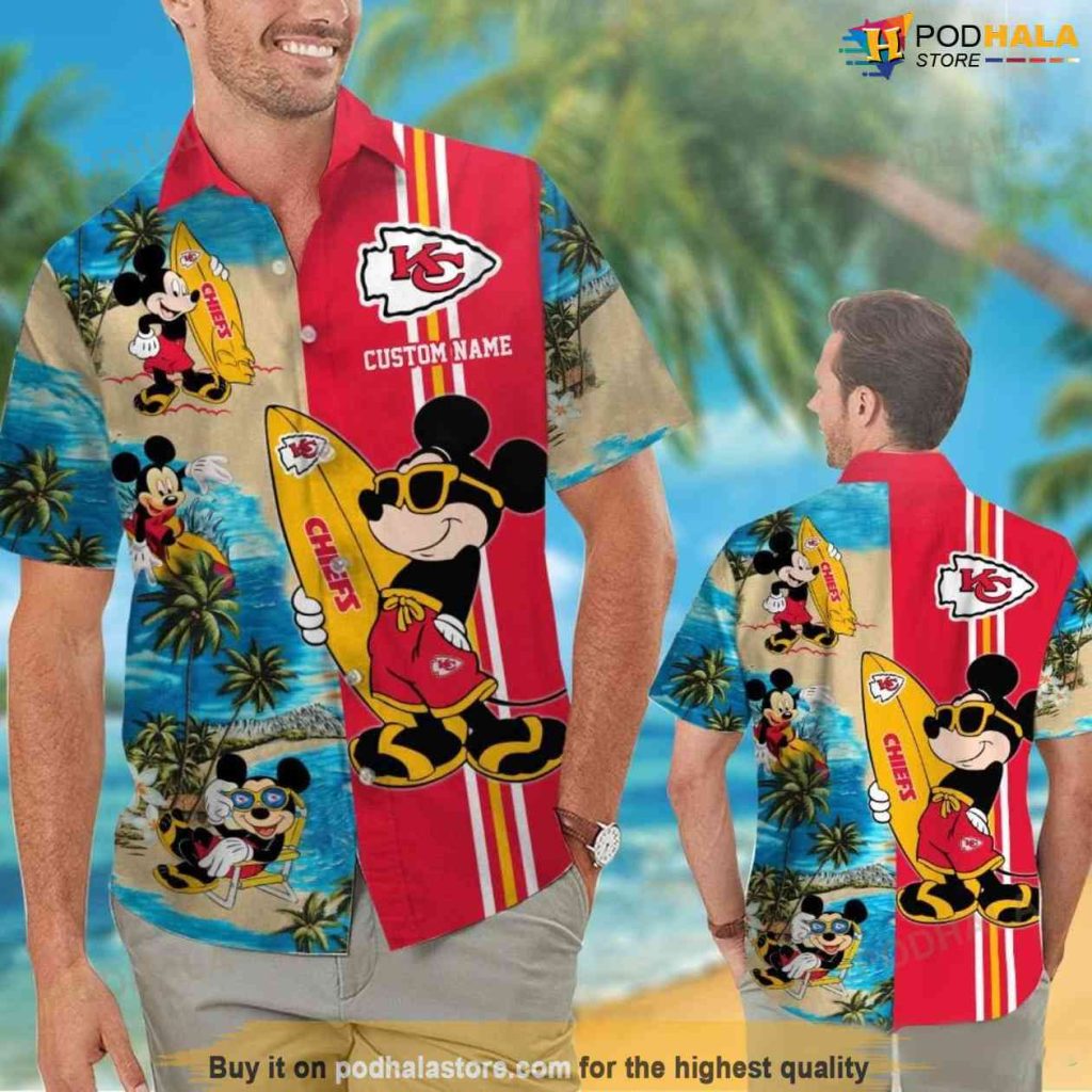 Custom Name Mickey KC Chiefs NFL Hawaiian Shirt