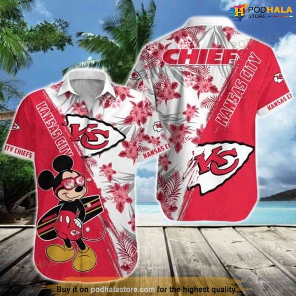 Mickey Surfing KC Chiefs Hawaiian Shirt 3D Beach, Vacation Gifts For Fans