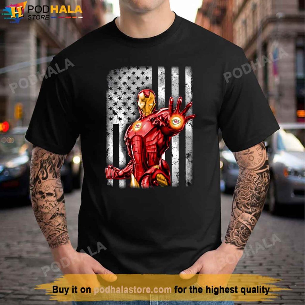 NFL Iron Man Avengers American Flag Football Kansas City Chiefs Shirt