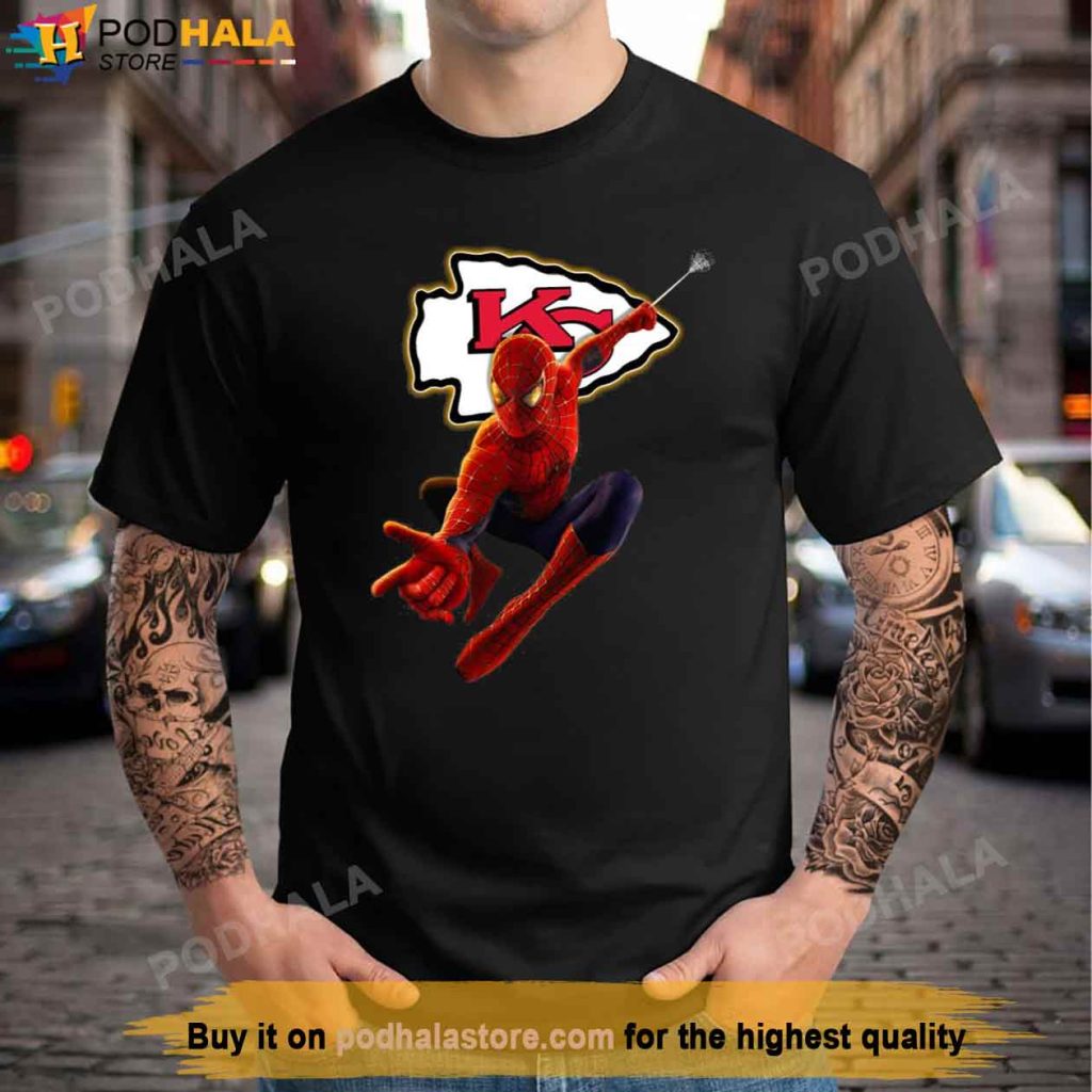 Spider Man Avengers Football NFL KC Chiefs Shirt, Kc Chiefs Gifts