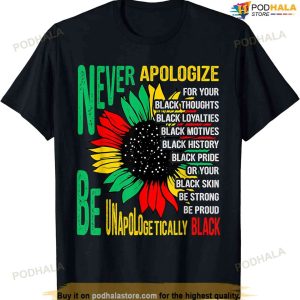 Never Apologize For Your Blackness Black History Juneteenth T-shirt