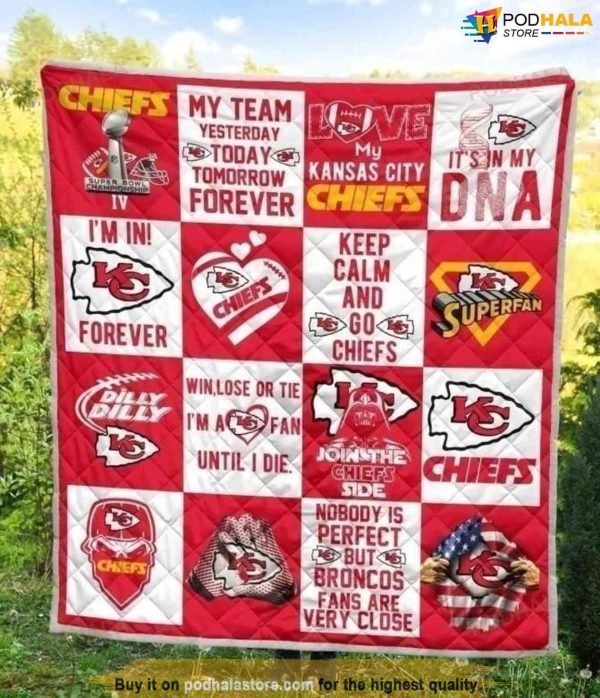 NFL Football My Team Kansas City Chiefs Quilt, Kc Chiefs Blanket