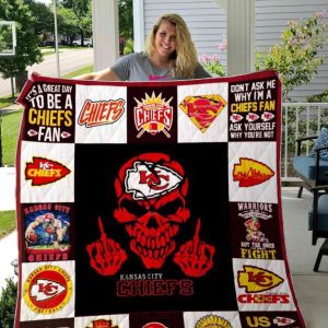 NFL Kansas City Chiefs Quilt Blanket, Football Kc Chiefs Blanket Gift