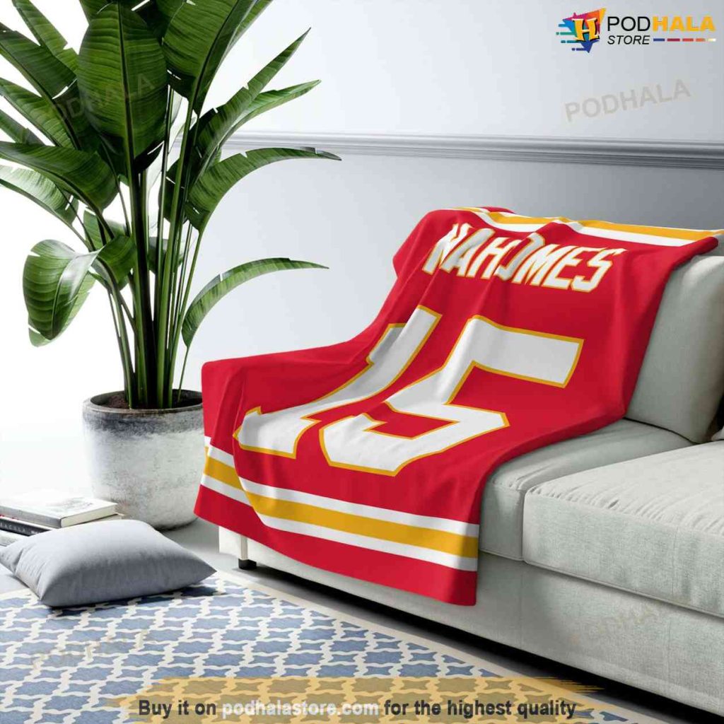 Patrick Mahomes Football Kansas City Blanket, KC Chiefs Gifts For Fans