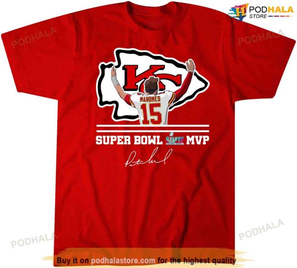 Patrick Mahomes Signatures Shirt, Kansas City Chiefs 2023 Super Bowl LVII Tee