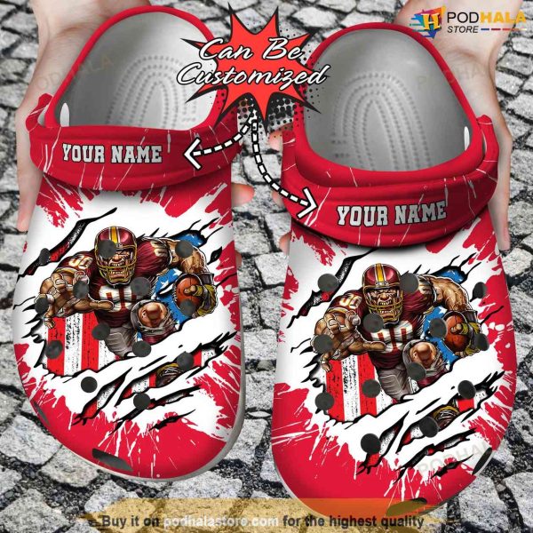 Personalized Kansas City Chiefs Crocs Mascot Ripped American Flag Shoes
