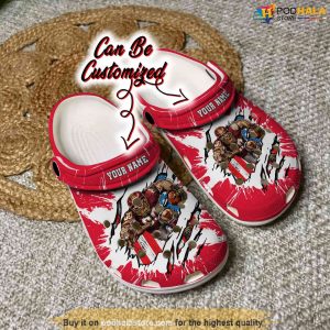 Personalized Kansas City Chiefs Crocs Mascot Ripped American Flag Shoes 2