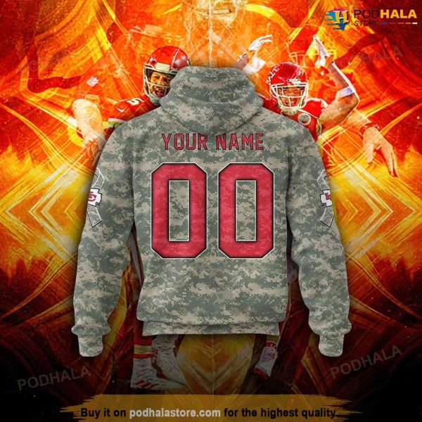 Personalized name Chiefs Camo Mascot 3D Hoodie, Kc Chiefs Gifts