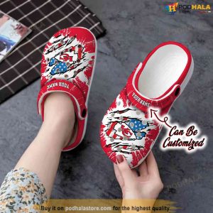 Personalized Name Kansas City Chiefs Crocs Ripped American Flag Shoes 2
