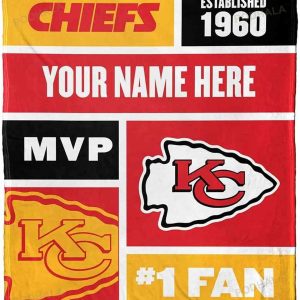 Personalized Name NFL KC Chiefs Blanket, Kansas City Chiefs Gifts