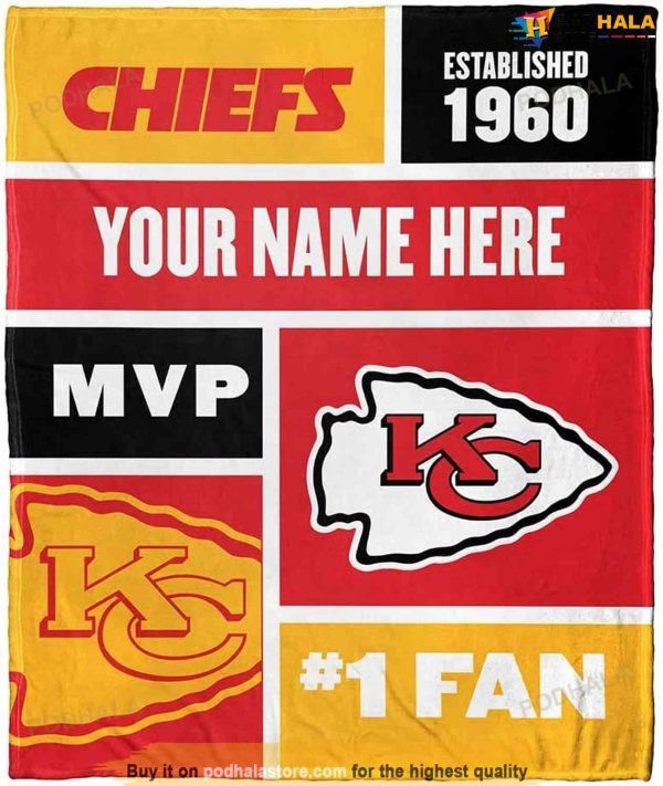 Personalized Name NFL KC Chiefs Blanket, Kansas City Chiefs Gifts
