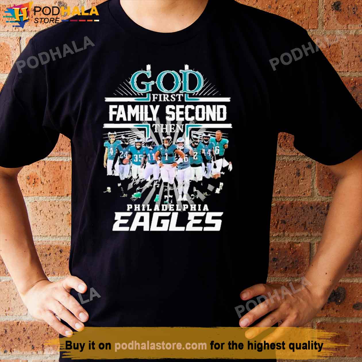 Philadelphia Eagles Shirt, God First Family Second Then Eagles Team  Signatures Tee - Bring Your Ideas, Thoughts And Imaginations Into Reality  Today