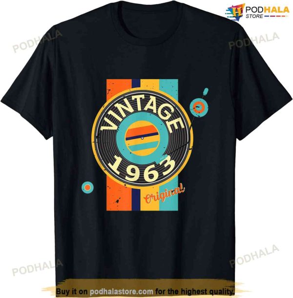 Record Vinyl 1963 Birthday Gift Record Player Vintage T-Shirt