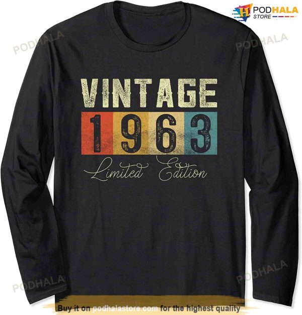 Retro 60 Year Old Gifts Made in 1963 Vintage 60th Birthday Long Sleeve T-Shirt