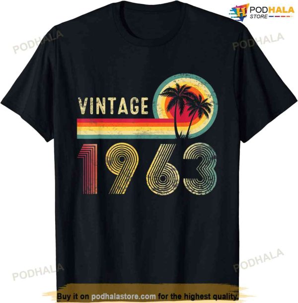 Retro Vintage 1963 60th Birthday Gift Women Men Boys Girls T-Shirt