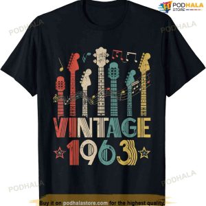 Retro Vintage 1963 Guitar Lover 1963 Birthday Guitarist T-Shirt